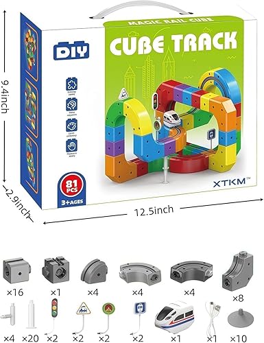 Miniatura 2 de Juguetes mágicos de coche de pista, juego de tren de fusión flexible para bricolaje, kits de construcción de monorraíl magnético con señales de tren