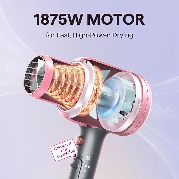 wavytalk Wavytalk Hair Dryer with Diffuser, Blown Away Ionic Hair Dryer for Curly Hair with Comb, 1875W Fast Drying Blow Dryer with Ceramic Technology, 3 Attachments for All Hair Types, Light and Quiet, Rose Pink in use
