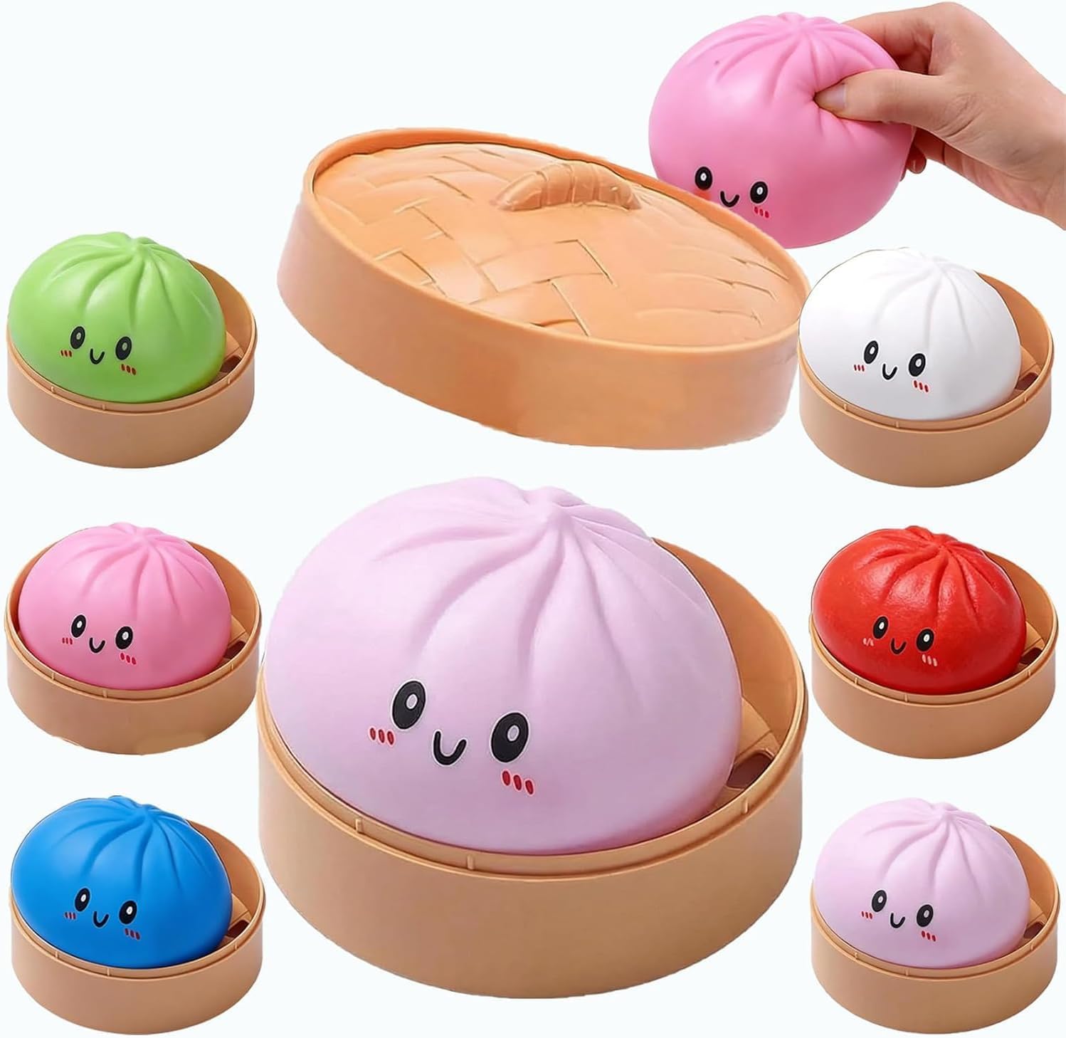 Dumpling Squishy Mystery Box, Mystery Glitter Jumbo Rainbow, 4 Inch Stress Ball, Sensory Fidget Toy, Easter Basket Stuffers(Purple)