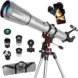 HUGERSTAR Telescope Astronomy Professional for Adults, 90 mm Aperture 900 mm Refractor Telescopes for Children and Beginners with Extendable Tripod, Phone Adapter, Moon Filter, Accessories Observation - 1