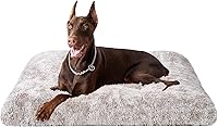 Vista 40 de EHEYCIGA Cama Esponjosa para Jaula de Perros Grandes, Almohadilla de Jaula de Piel Sintética Afelpada, Cama Calmante Anti-Ansiedad para Perros