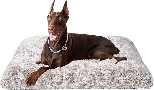 Miniatura 36 de EHEYCIGA Cama mullida para perros extragrandes, almohadilla de pelo sintético de felpa, cama XL calmante antiansiedad para jaula, lavable, suave y
