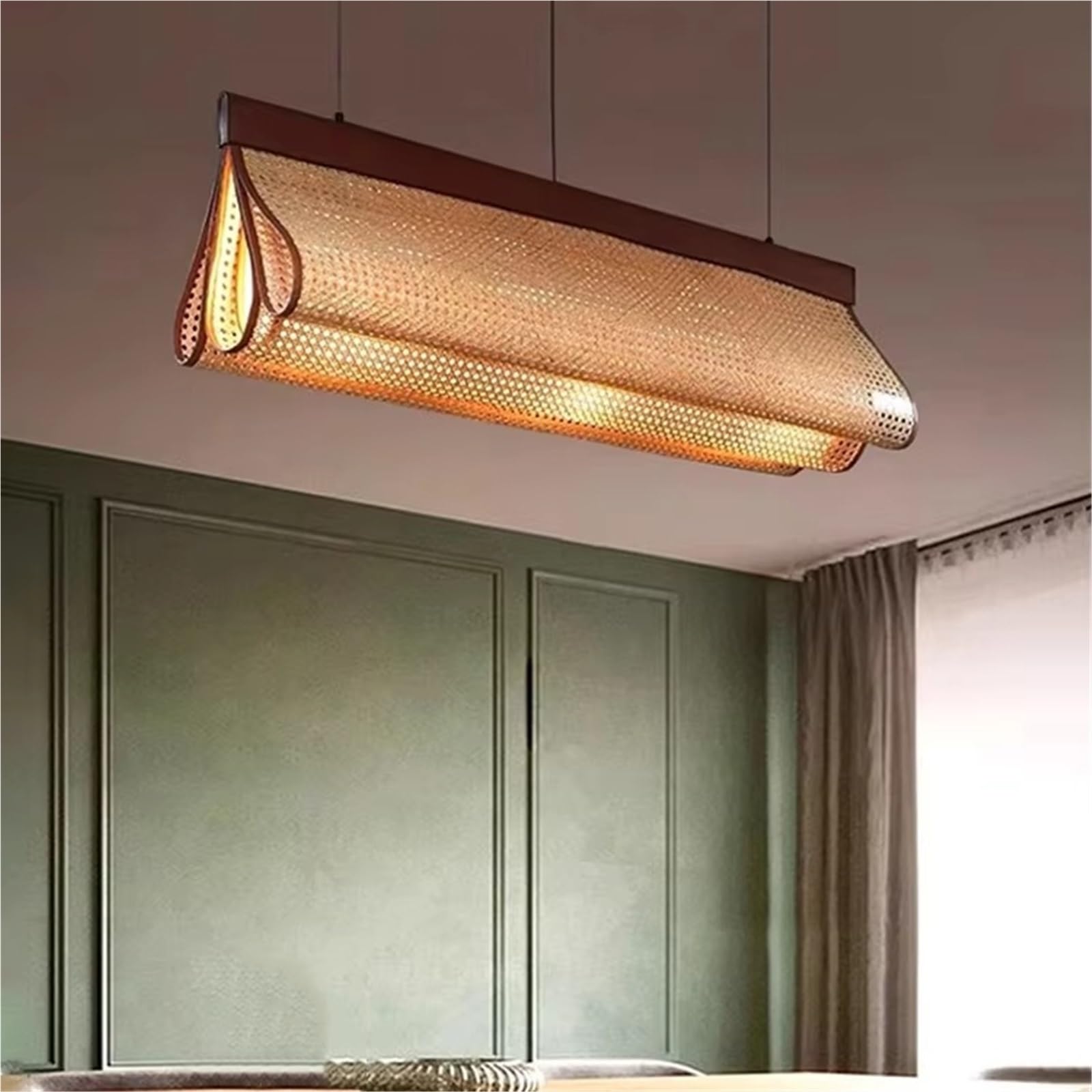 LYMSXAZOU Modern Retro Rattan Weaving Chandeliers Living Dining Bedroom Decoration Home Pendant Lights Indoor Fixtures