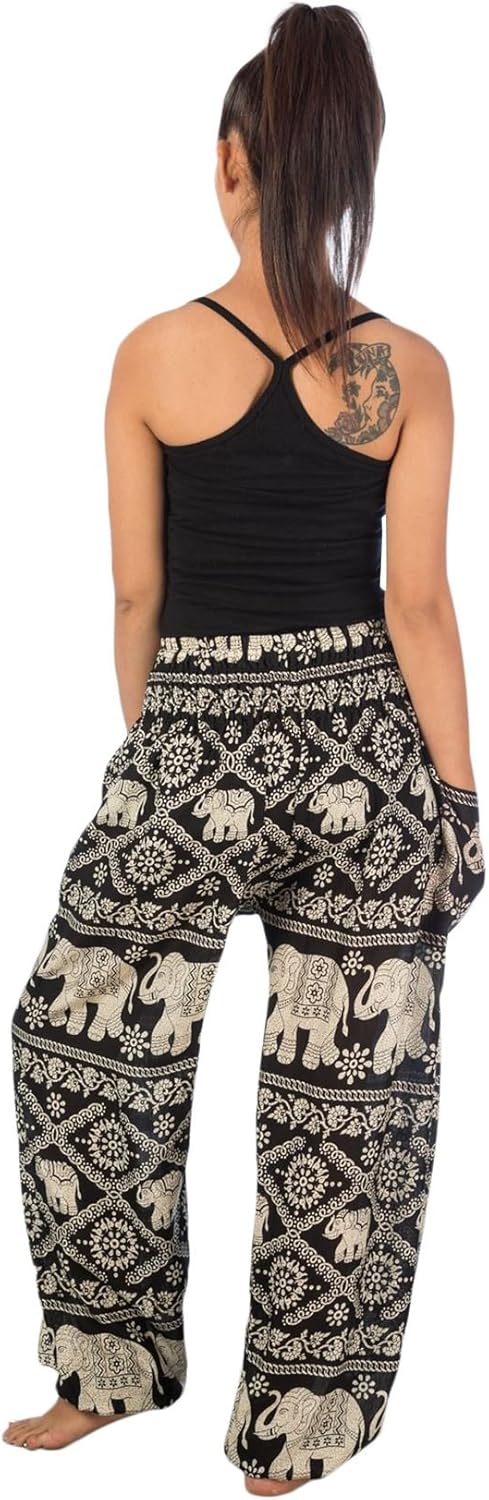 LOFBAZ Yoga Harem Hippie Pants for Women S-4XL Plus Boho Clothing PJ Elephant - Image 2