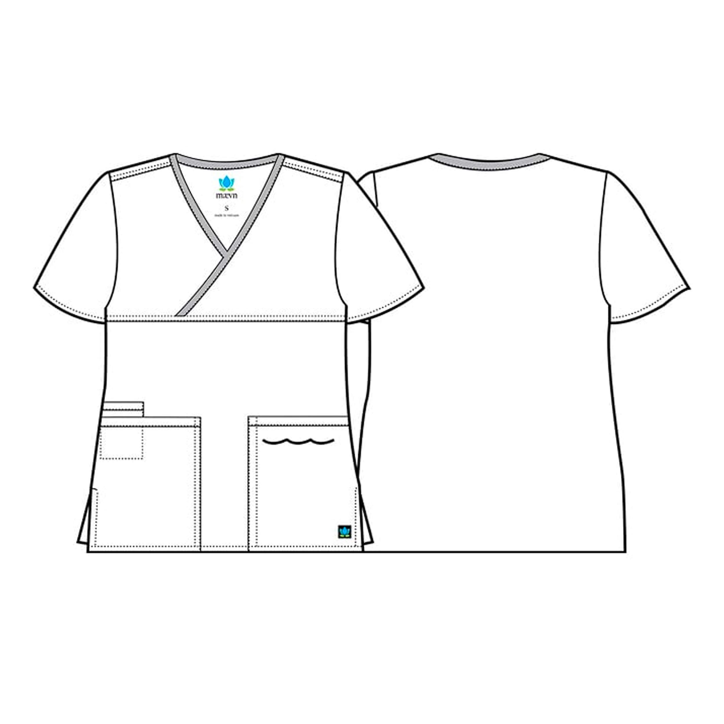 Maevn Women's Core Contrast Mock Wrap Top(Red, Medium)