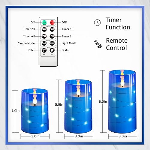 Miniatura 6 de NURADA Velas parpadeantes sin llama tira de luces de estrella incorporadas con mecha 3D acrílica, irrompible, funciona con pilas, velas LED con