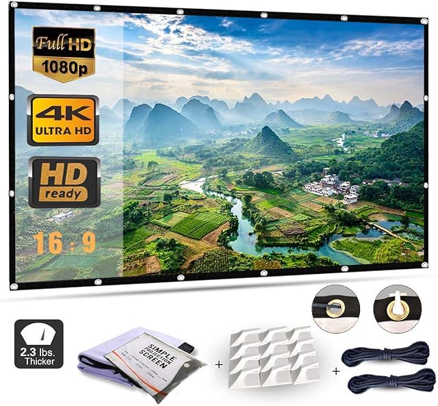 Projector Screen 120 Inch, Portable Projector Screen with 16:9 HD 4K Screen for School Home Theatre Cinema, Foldable Projector Screen - 271cm(W) X 155cm(H) Matte White Widescreen