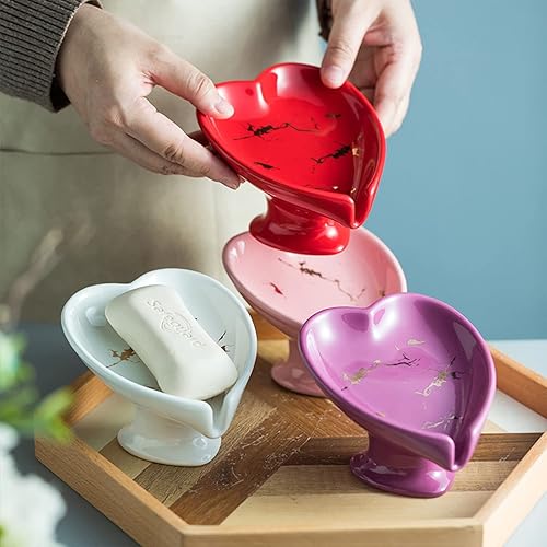 Miniatura 6 de Jabonera, caja de jabón de ducha, funda de jabón de viaje, jabonera autodrenante de color sólido, jaboneras de cerámica para jabón en barra, soporte