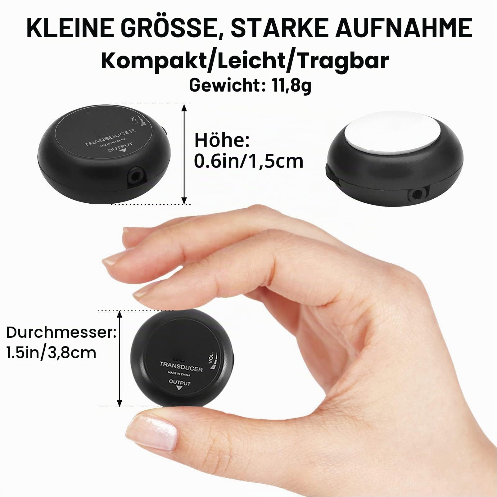 Mini-Piezo-Tonabnehmer, Mikrofon-Wandler-Tonabnehmer, Selbstklebender Piezo-Tonabnehmer für Akustikgitarre, Ukulele, Mandolineninstrumente