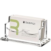 SANRUI Acrylic Business Card Holder for Desk - Single Clear Name Card Display Stand & Organiser - Premium Thick Desktop Rack for Office, Reception & Exhibitions Holds 60 Cards