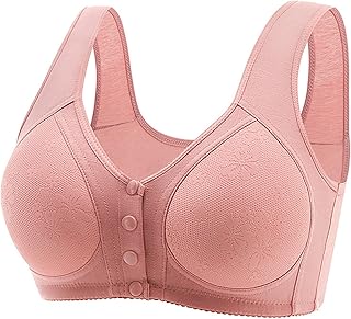 Women Seamless Bras Front Close Button Cotton Bras Full...