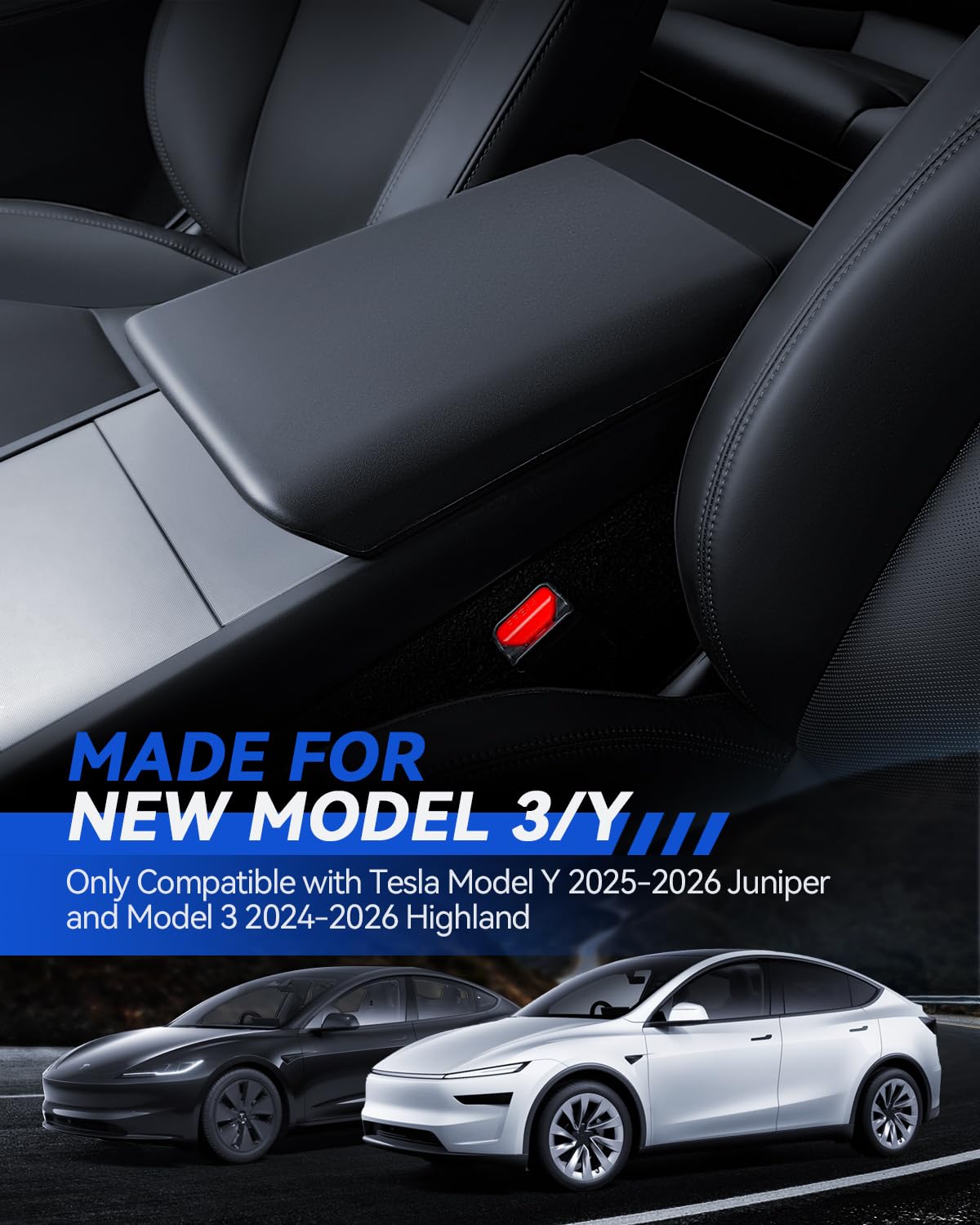 Pokrowiec na podłokietnik środkowy do Tesla Model Y 2025 i Model 3 2024-2025 TPE pokrowiec na podłokietnik pokrowiec ochronny wodoodporny i antypoślizgowy Tesla Juniper Highland akcesoria