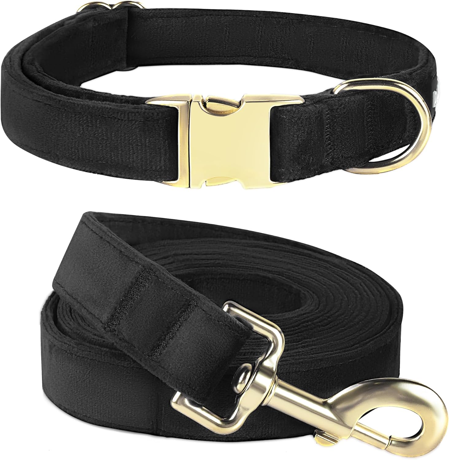 PetiFine Dog Collar and Leash Set, Super Soft Velvet Dog Collar and Leash with Metal Buckle Adjustable for Small Medium Large Dogs…