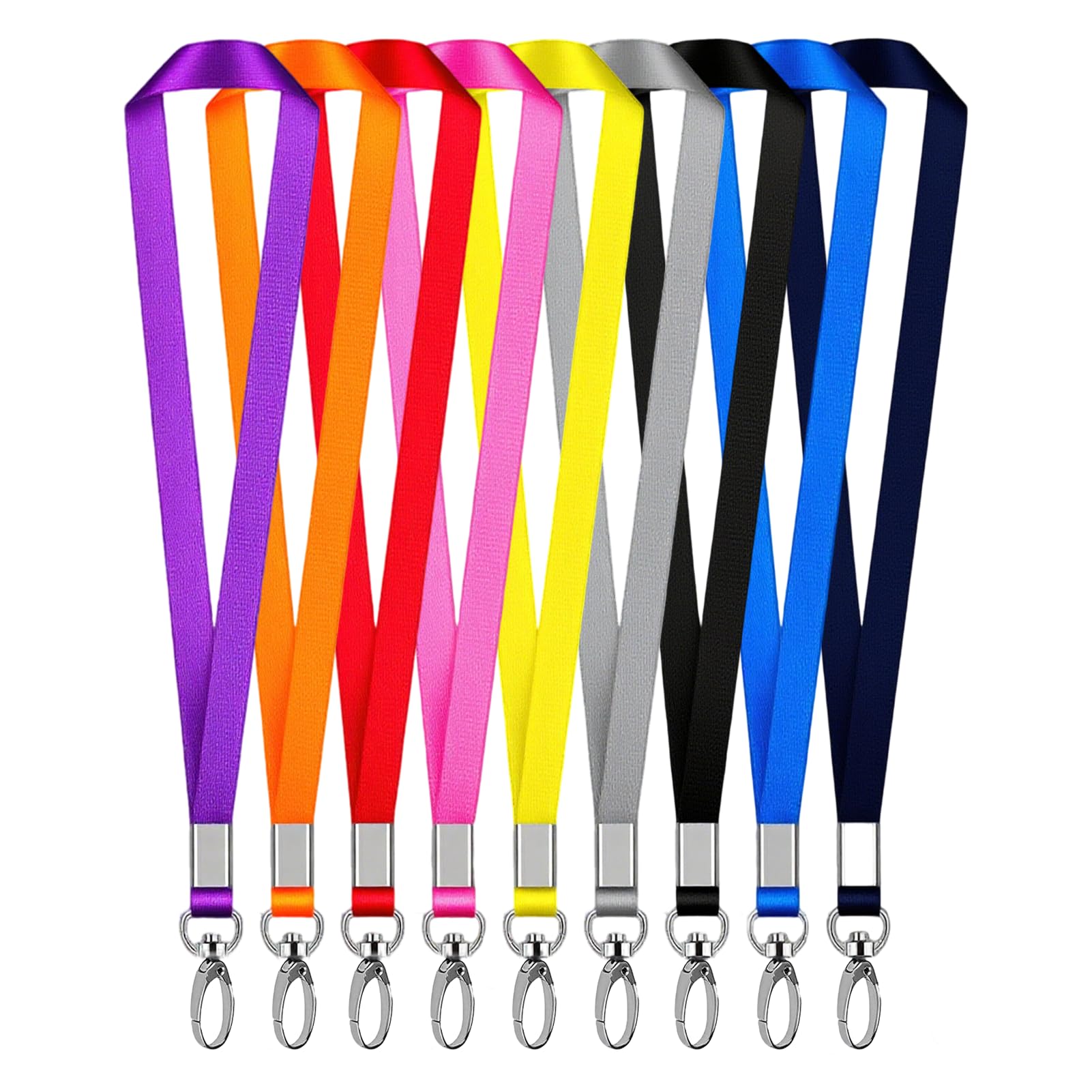 Lotnery 10 Pack Neck Lanyards with Swivel Metal Clip, Office Lanyard, Nylon Key Lanyards for ID Cards, School Events & Cruises, Colourful Hook Badge Holders