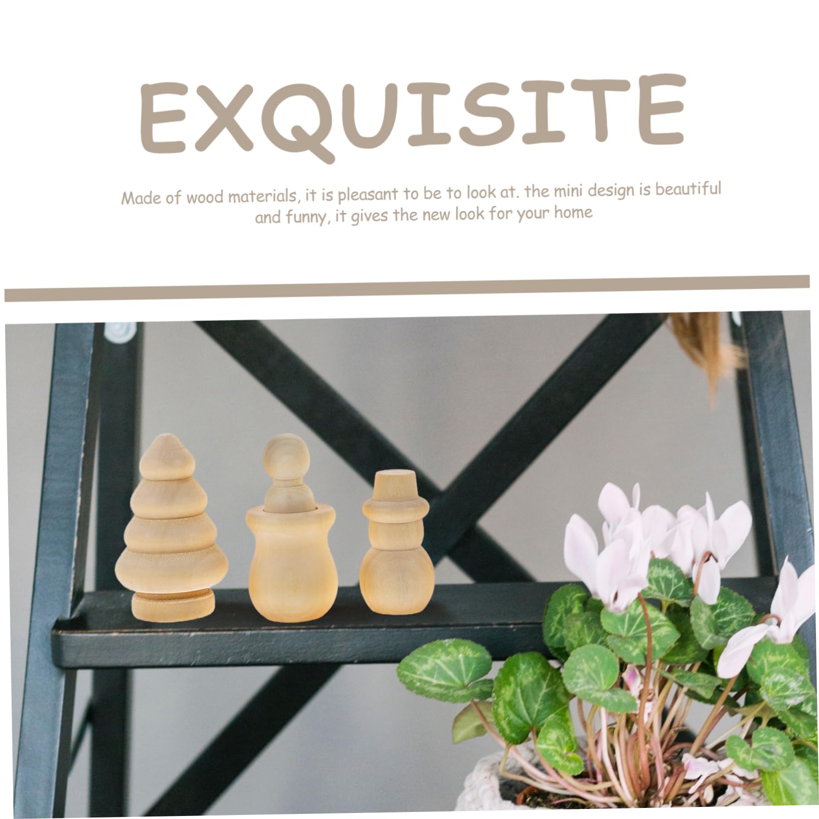 NUOBESTY Muñecas de Madera DIY sin Terminar para Pintar, Set Creativo Figuras de Árbol y Muñeco de Nieve para Decorar Dormitorio u Oficina