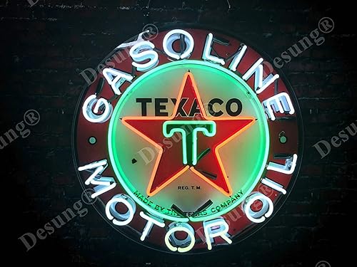 Miniatura 2 de 24 x 24 pulgadas Texaco Motor de gasolina gasolinera gasolinera lámpara de luz de señal de neón HD Vivid Printing Tech Beer Pub Bar Hecho a mano