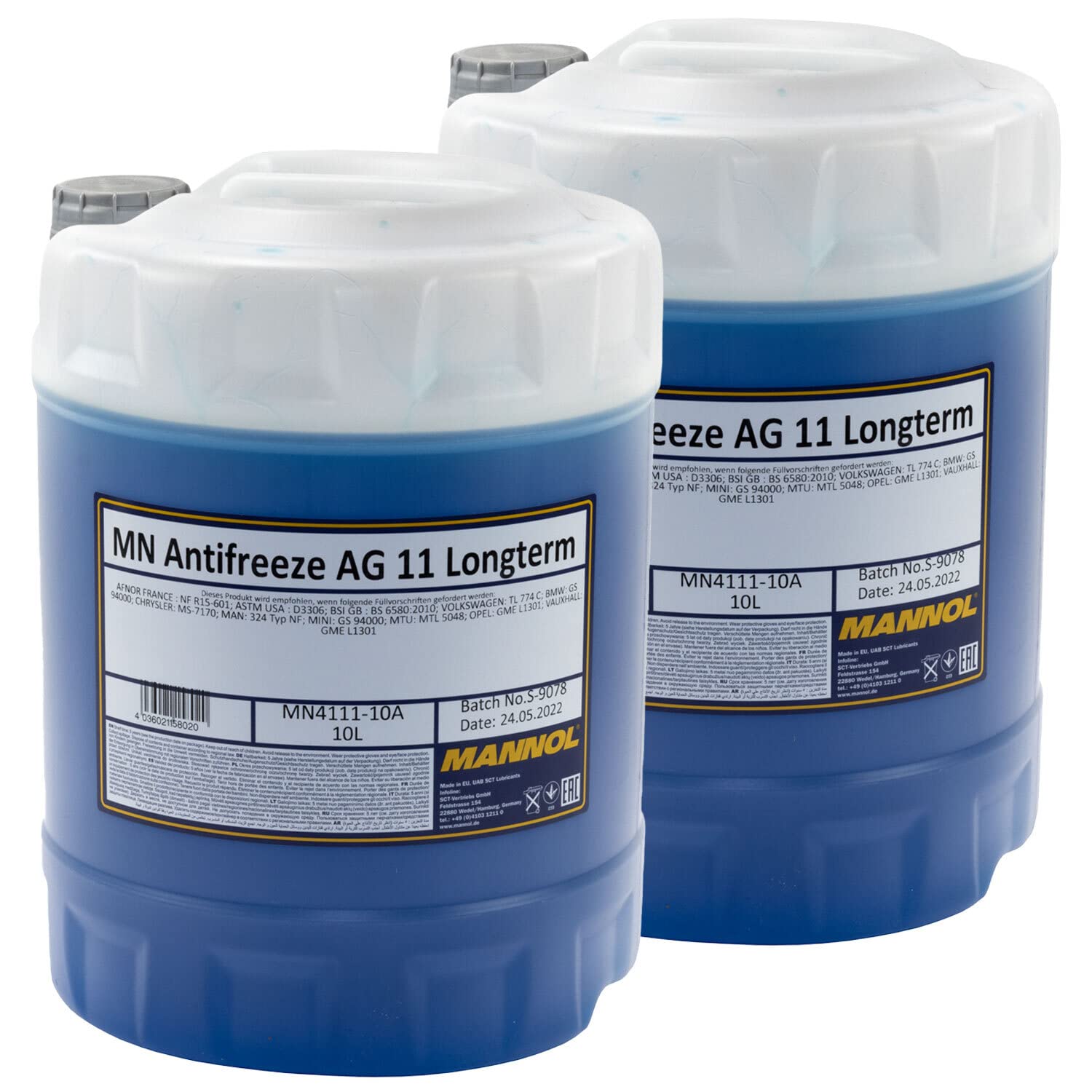 Kühlerfrostschutz Konzentrat MANNOL AG11 Longterm -40°C 2 X 10 Liter blau
