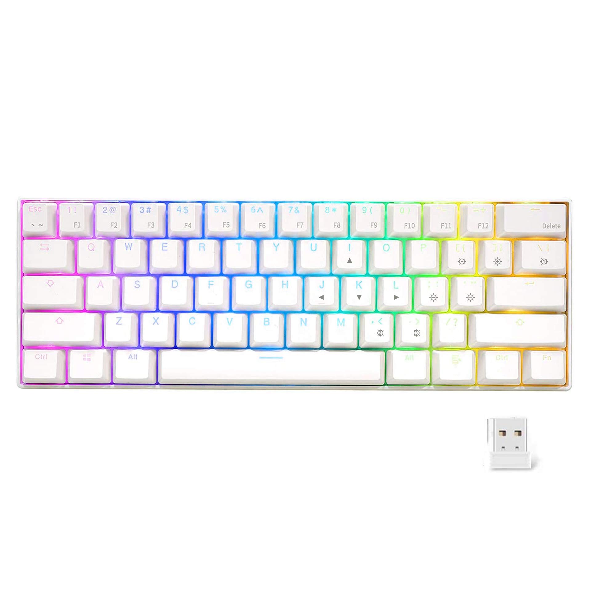 RedThunder K61 Rechargeable Wireless 60% Mechanical Keyboard, True RGB Backlit, Keyboard with 61 Key