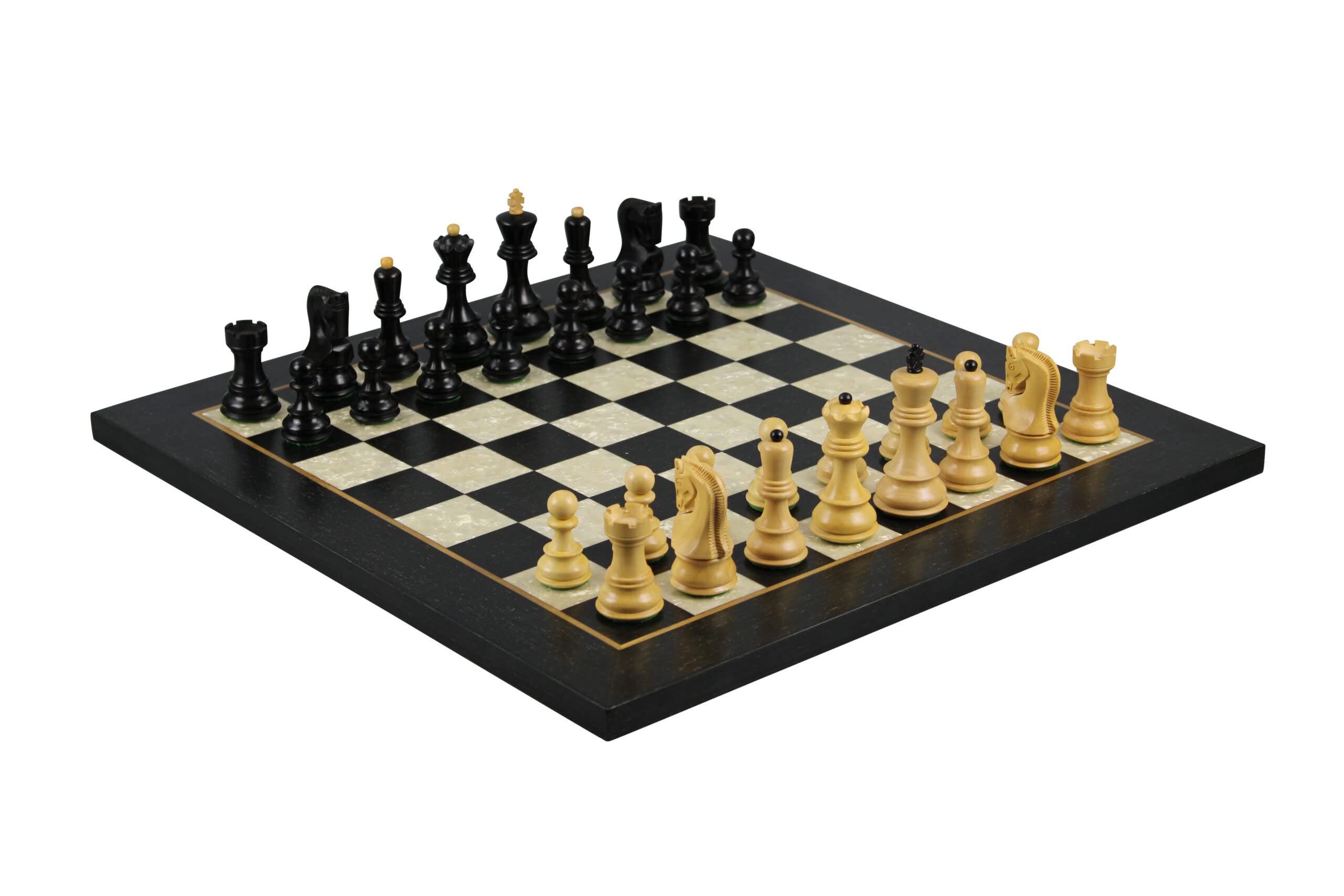 Helena - Set di scacchi a tavola piatta in legno di ebano da 50 cm con peso ebanizzato e zagabria Staunton, 9,75 cm