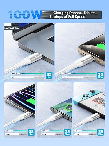 Vista 28 de Cable USB C de 10 pies, paquete de 2 cables de carga USB A a tipo C, cable de carga rápida de 3A para Samsung Galaxy S23 S22 S21 S20 A01 A02s A10e