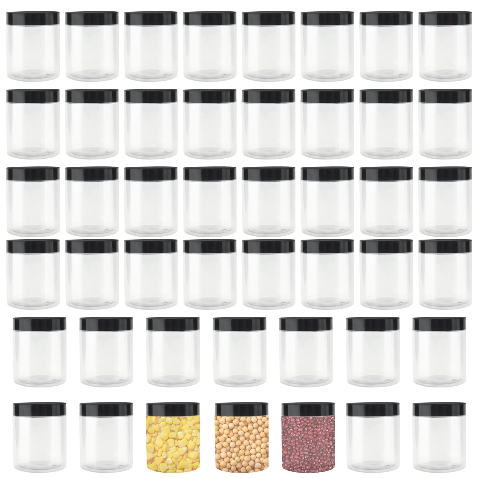 JEUIHAU Lot de 48 bocaux vides en plastique transparent de 120 ml avec
