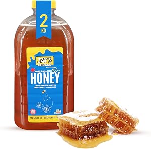 JAY'S CHOICE Honey (2 kg), All Natural 100% Pure Canadian, Unpasteurized Liquid Honey, Sweet & Delicious, Premium Superfood for Nourishing Wellness, Perfect for Breakfast, Baking & Desserts