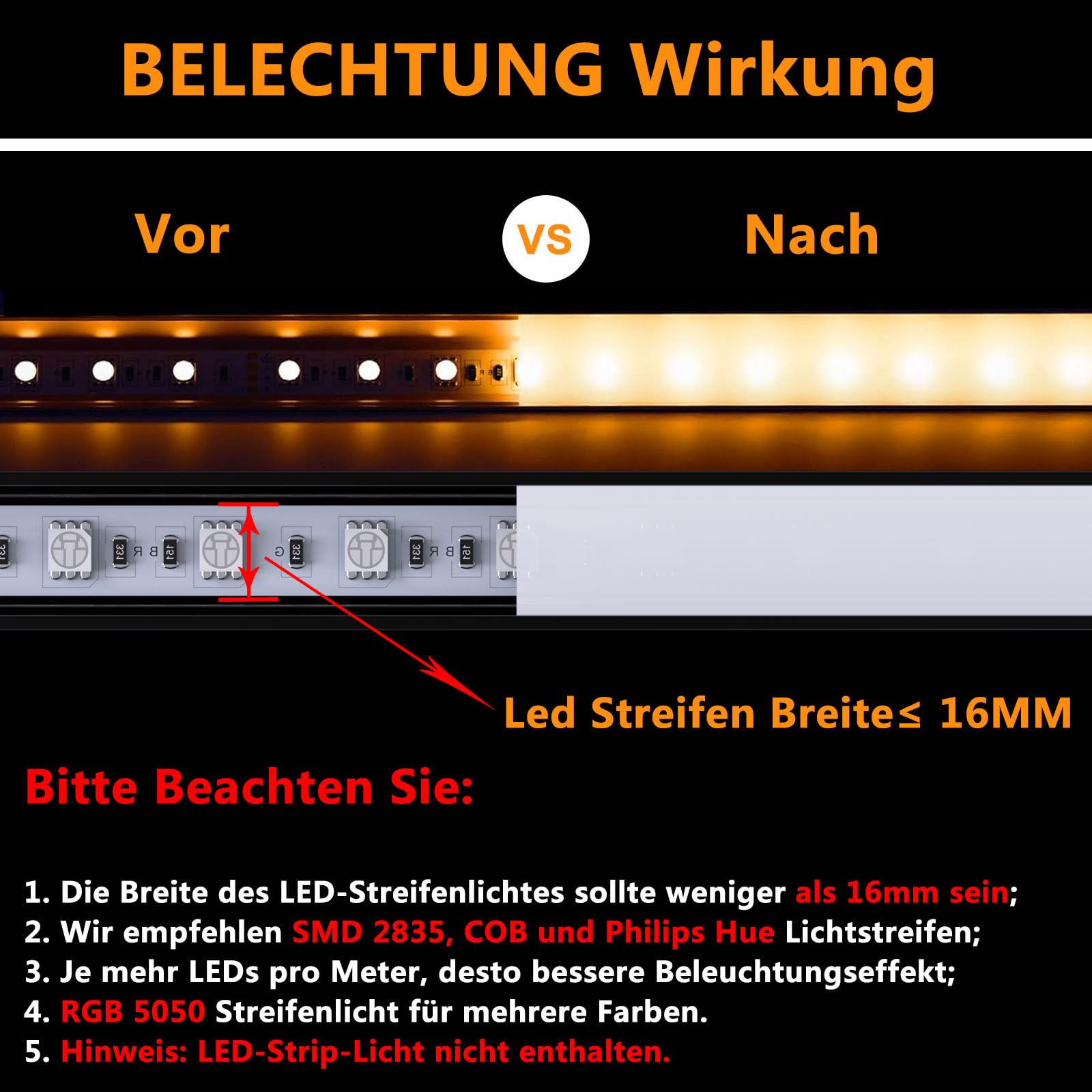 12x1M Schwarz LED Aluminium Kanal mit Milchige Abdeckung für 16mm LED Streifen, U Form LED Profil Strip Schiene Aluprofil mit Endkappen, Metall Befestigungs Clips und 90 Grad Eckverbindern