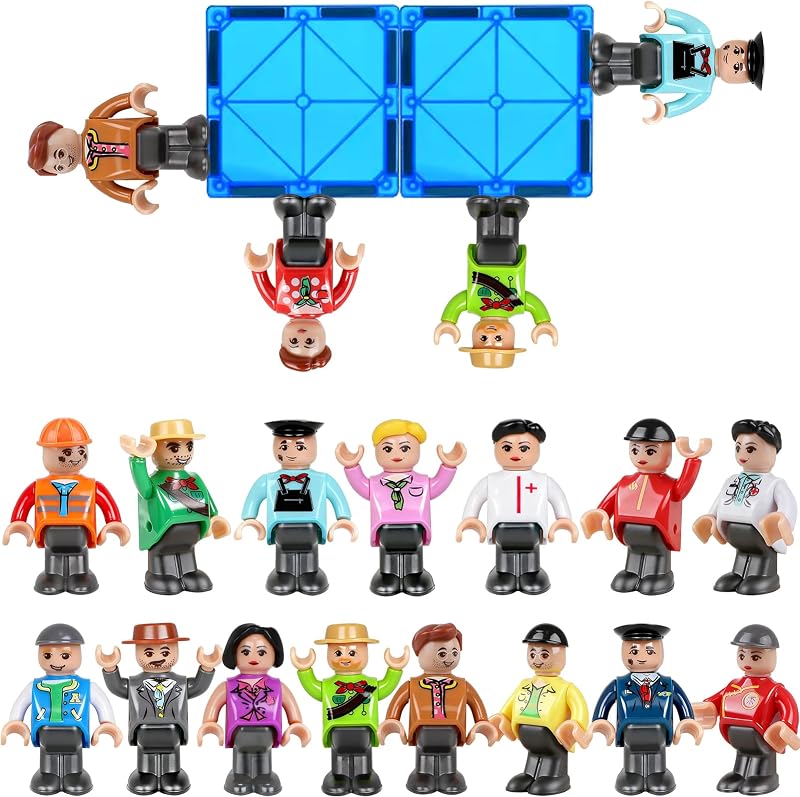 Figuras de personas magnéticas para niños, 15 piezas de juguetes de ayudantes comunitarios | Juguete sensorial 4 5 6 7 años niños niñas, bloque de construcción magnético educativo regalo de cumpleaños de Navidad juguetes para niños de 4 a 8 años 3 a 5 años