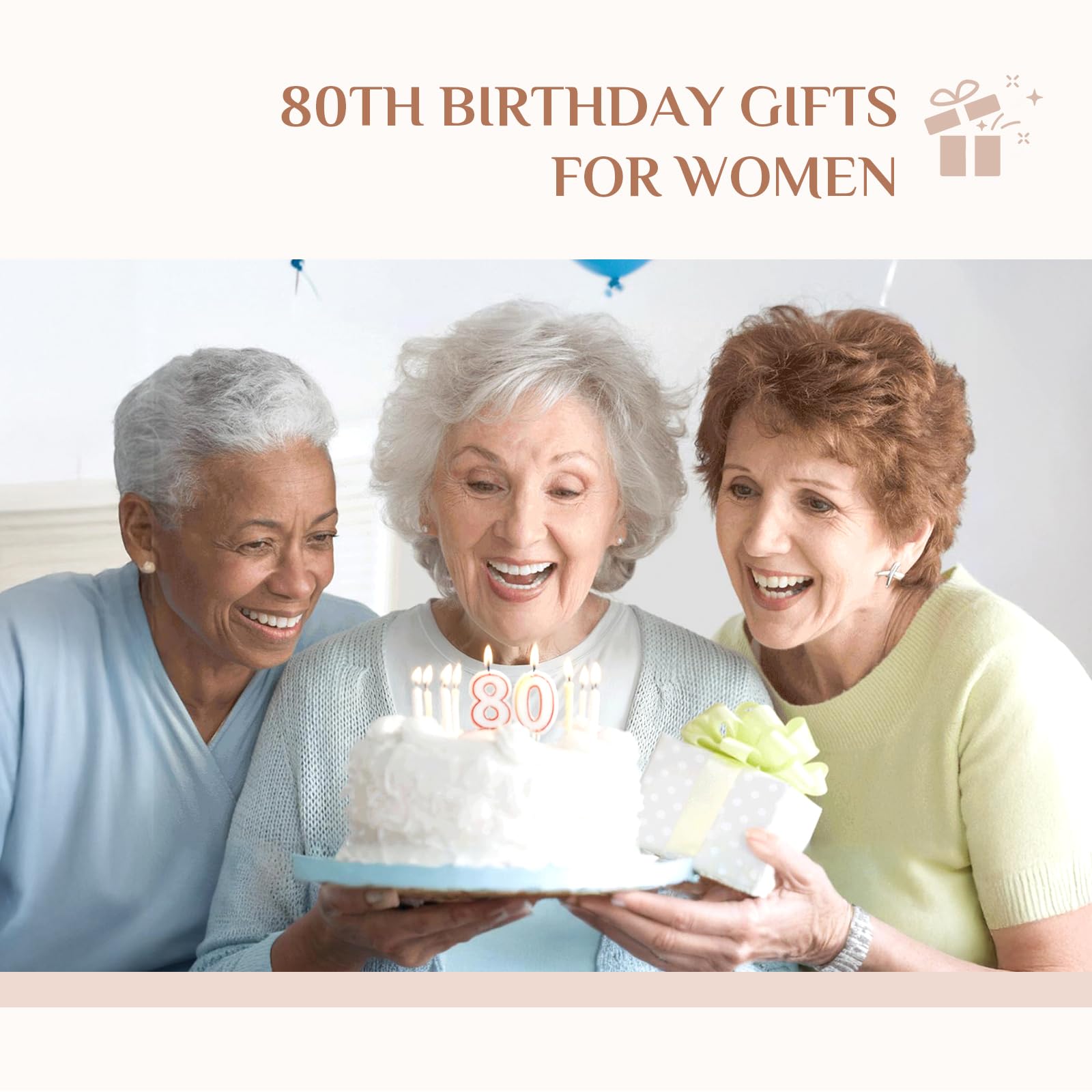 Storieme 80th Birthday Gifts for Women: Best Happy Birthday Gift for 80 Year Old Woman Moms Grandmothers Friends Unique Birthday Angel Figurine Decorations