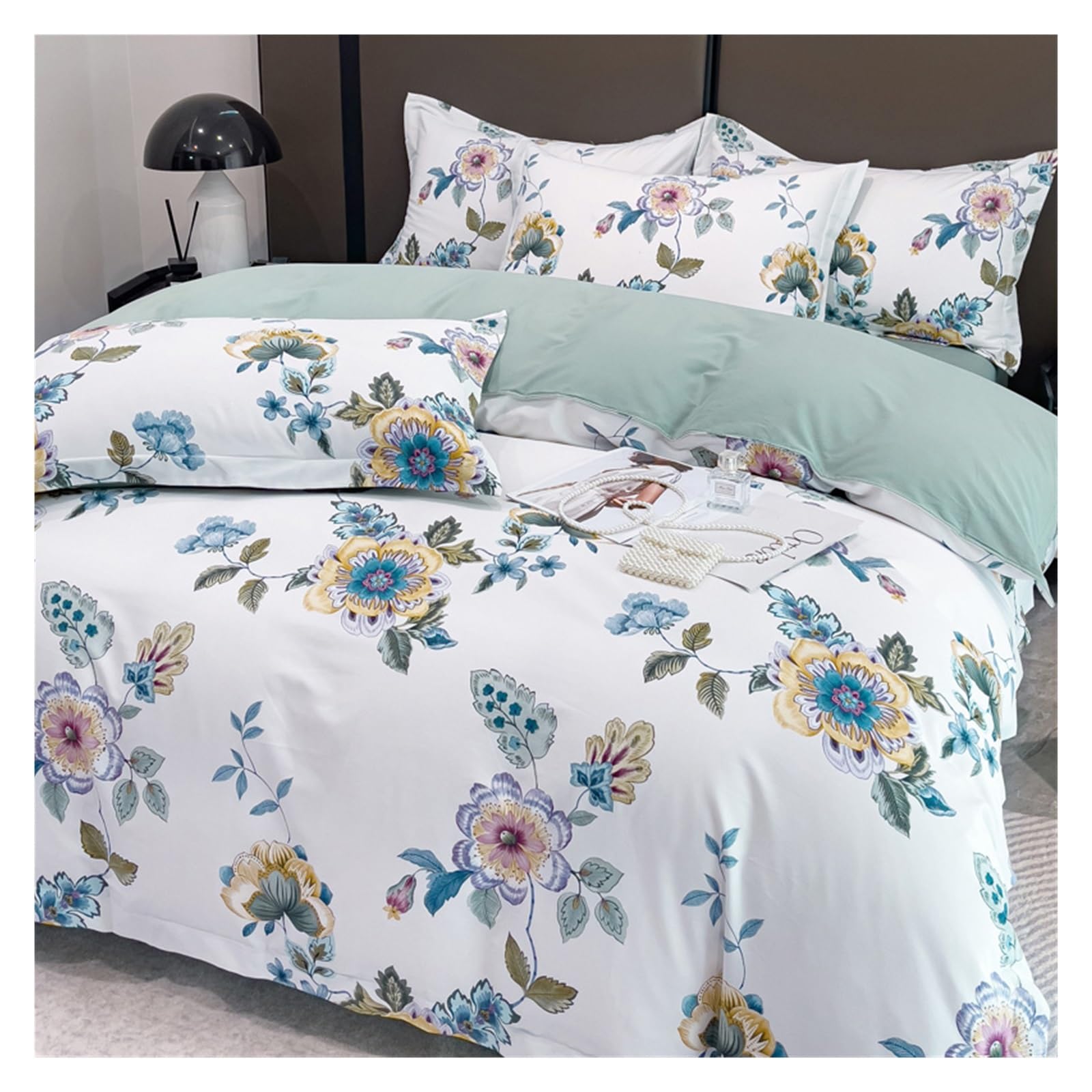 Housse de couette fermeture éclair et coins à nouer avec drap 200x230cm