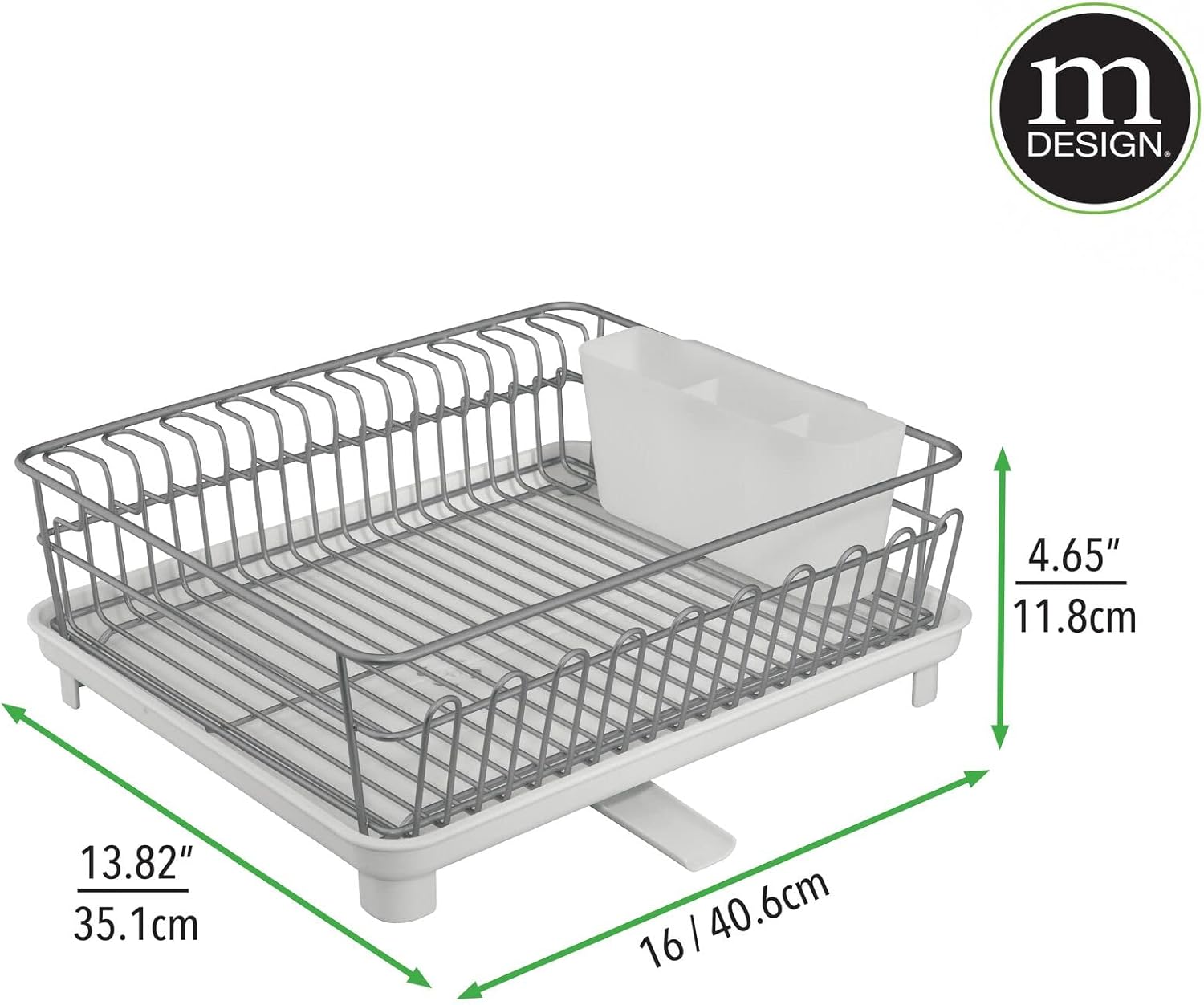 Diagram showing the dimensions of the mDesign dish drying rack