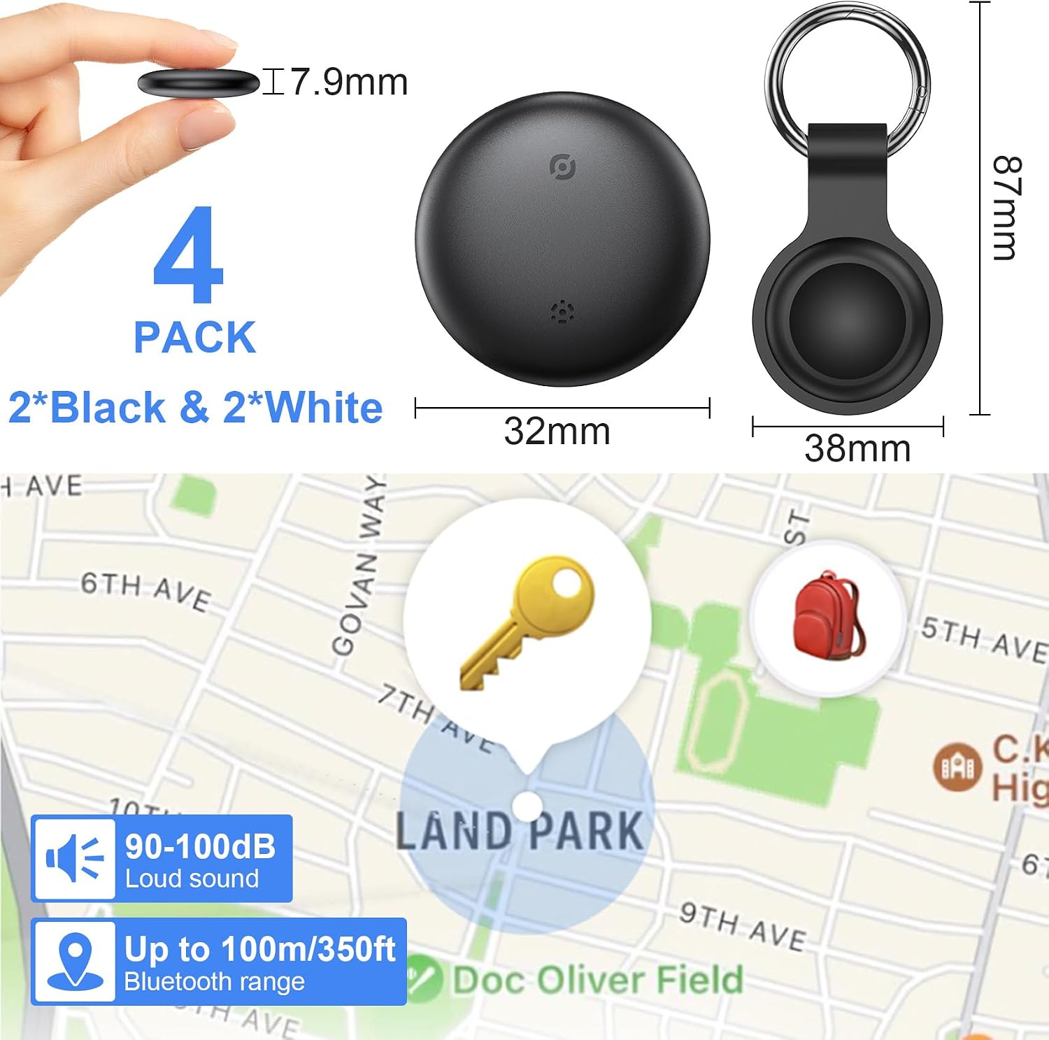 Tracker Tag for Android, Air Tracker Tags-4 Pack Android Tracker Tags Work with Google Find My,Bluetooth Tracker for Finder and Item Locator Smart Tag with Protective Case for Wallet,Luggage