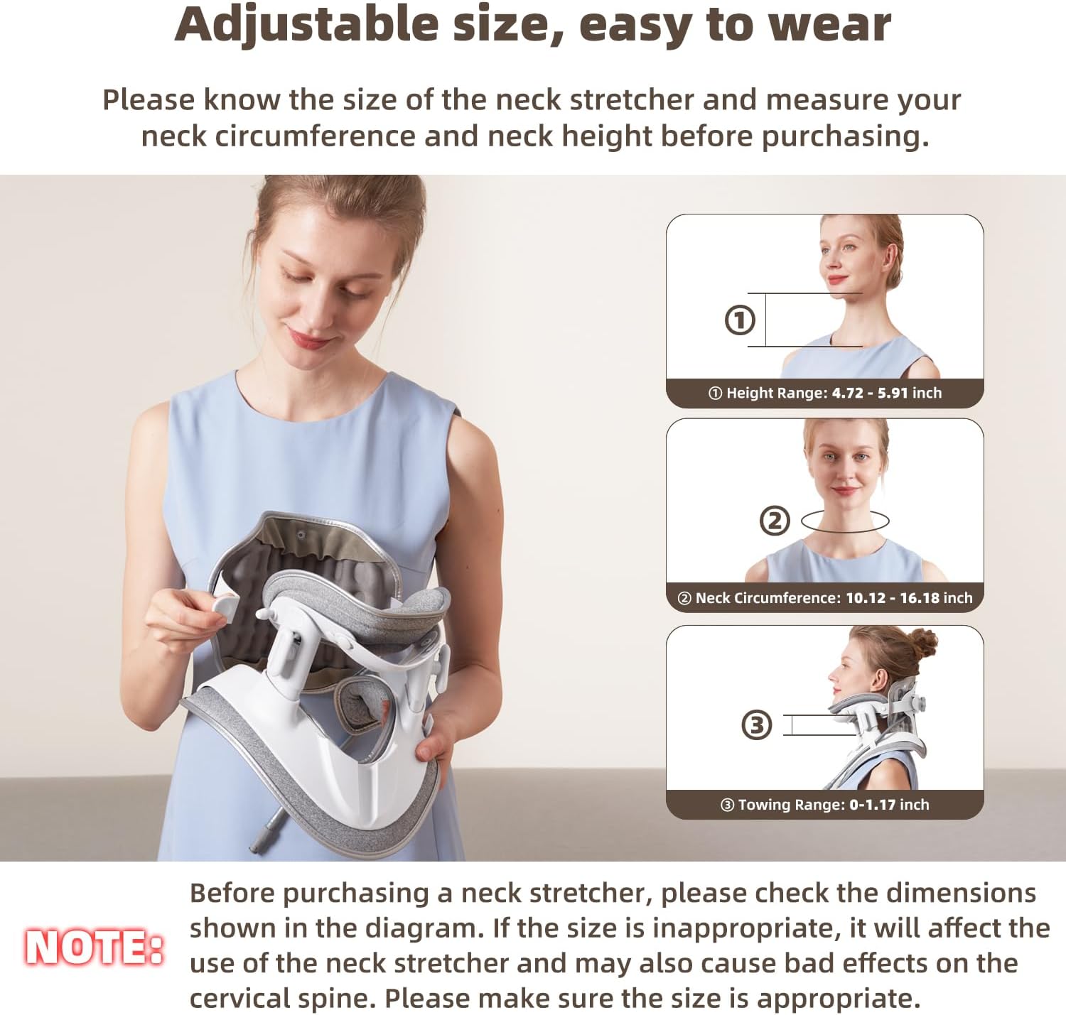 zenopax Cervical Neck Traction Device,Neck Stretcher for Neck Traction and Support,with Air Pump and 8 Built-in Airbag Support,Adjustable Neck Traction Devices for Home Use to Relieve Neck Pain