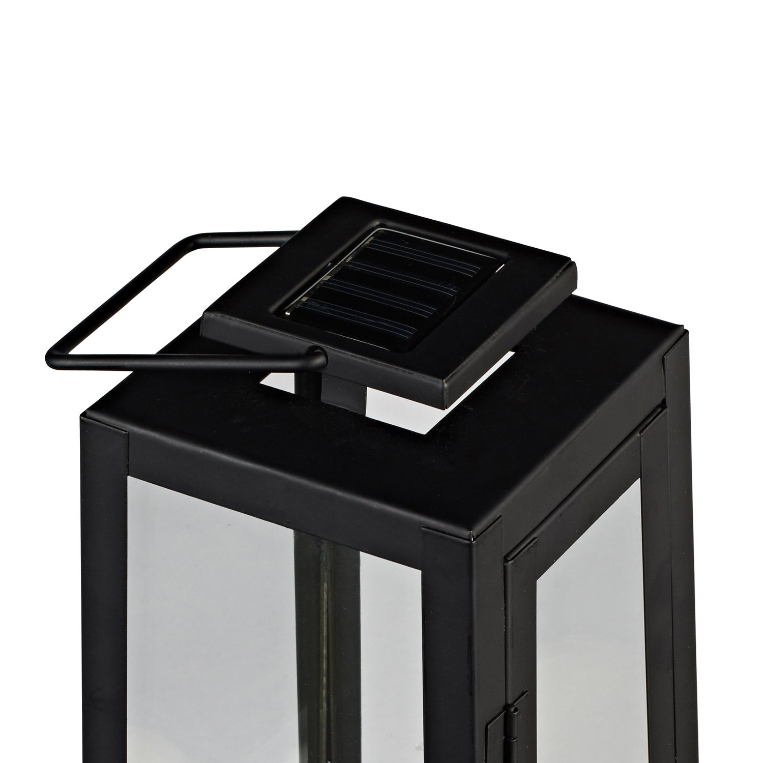 Lights4fun Lanterna Solare in Metallo Nero de 29,5 cm con Candela LED Fiamma Tremolante Decorazione per Giardino Balconi Esterni