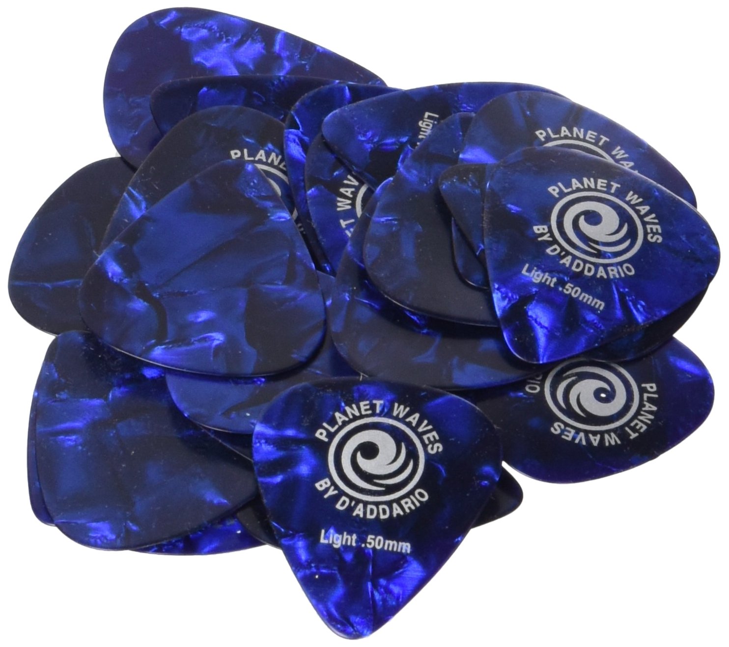 D'Addario Planet Waves Classic Celluloid Blue Pearl Picks Light Gauge - Pack of 25