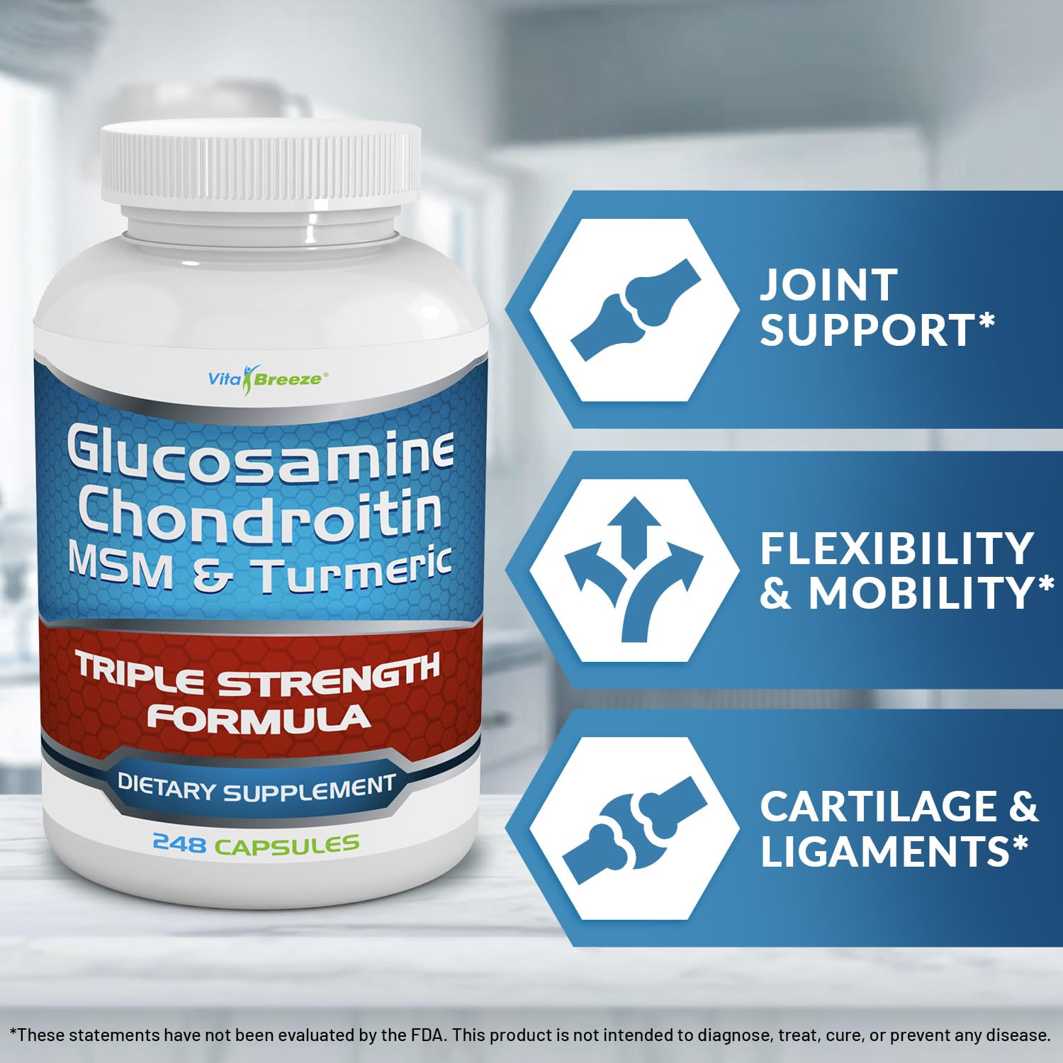 VitaBreeze Glucosamine Chondroitin MSM & Turmeric Supplement, 248 Capsules — Amazon image 6