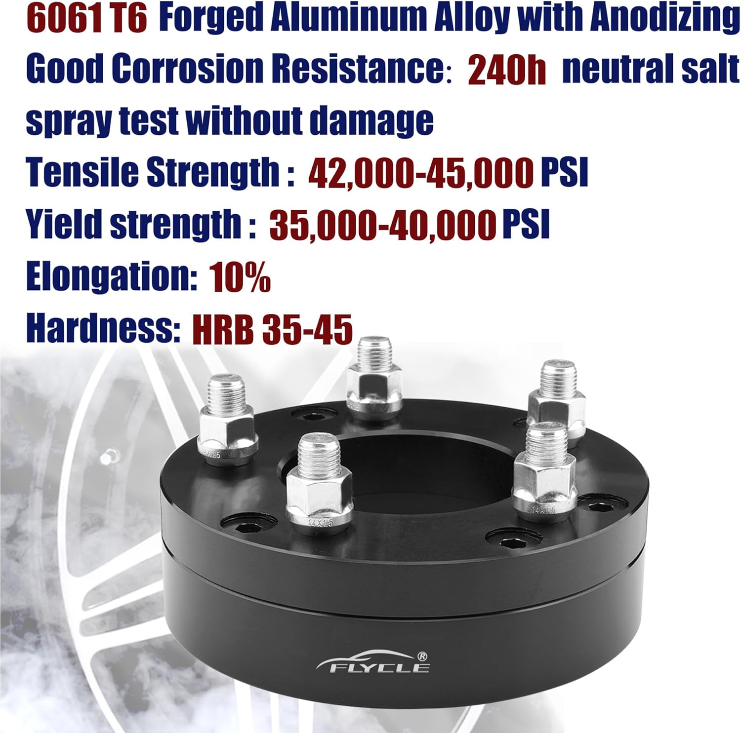 FLYCLE 6x5.5 to 5x5 Wheel Adapters, 2 inch 6x139.7 to 5x127 Wheel Adapters 108mm Center Bore with 14x1.5 Studs