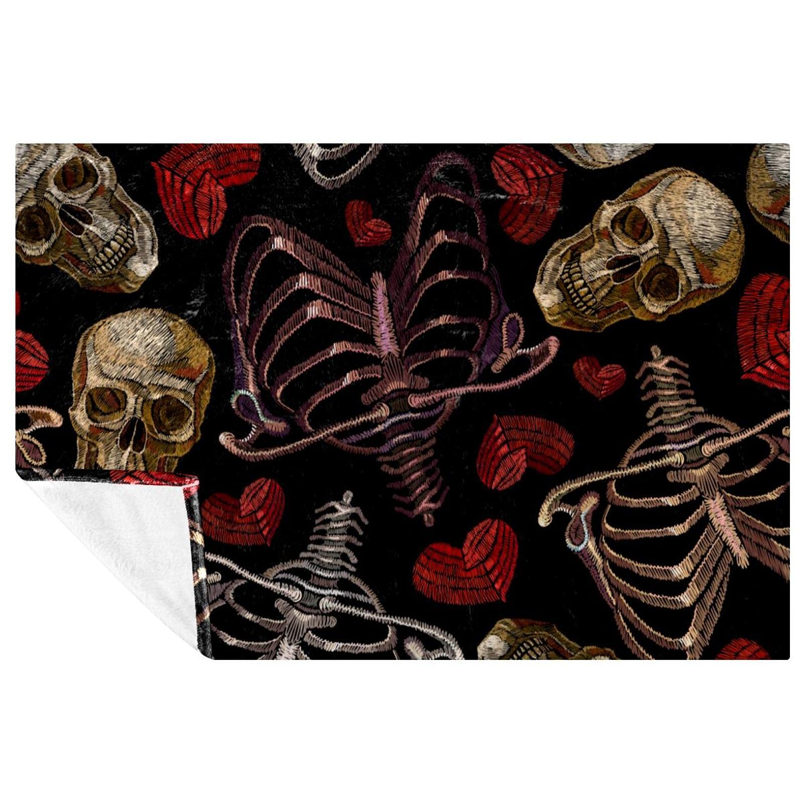 Couverture tête de mort douce chaude plaid squelette lit canapé pique-nique