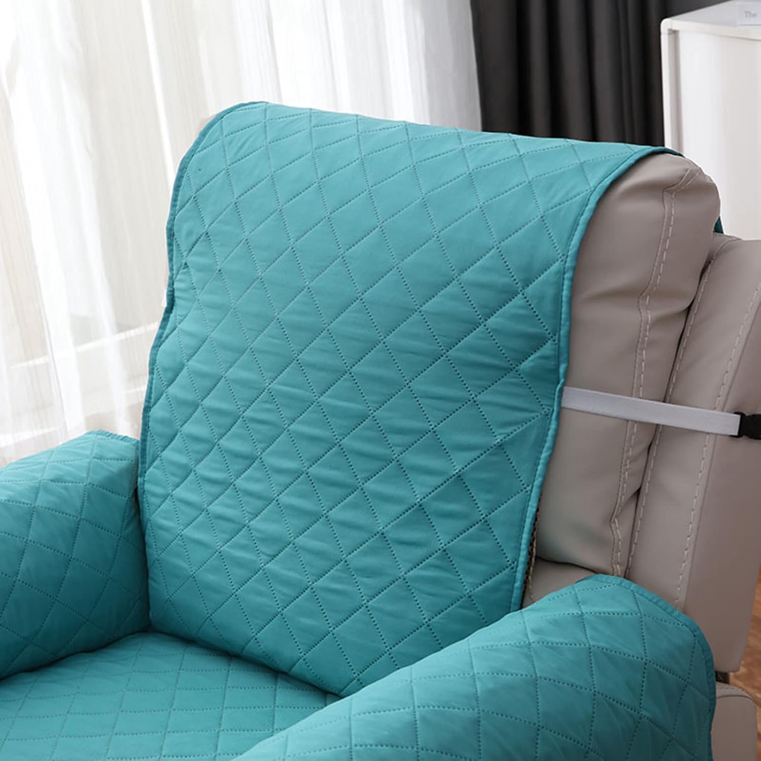 IMYOGI High Stretch Sofa Covers Recliner Chair Cover for Home Decor Fitted Small Recliner Recliner Sofa Cover Nonslip Washable Armchair Slipcover with Elastic Adjustable Strap -Navy Blue-