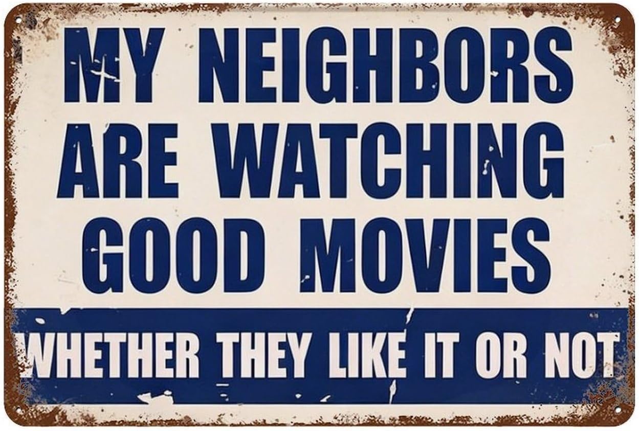 Funny Movie Lover Metal Tin Sign Plaque 8x12 Inch, Vintage Film Wall Decor for Home Theater, Living Room, Movie Room Wall Art