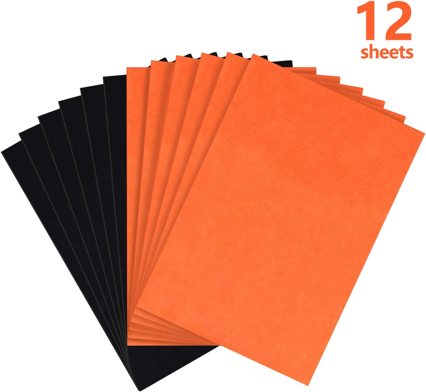 Tatuo 12 Pieces Halloween Felt Fabric Sheets Orange Black for DIY Craft