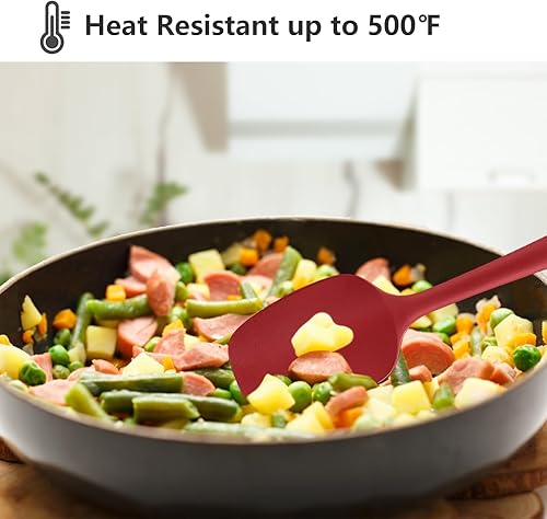 Miniatura 3 de Juego de espátulas de silicona rojas de 5 piezas, juego de espátulas de goma resistentes al calor, juego de espátulas de cocina aptas para