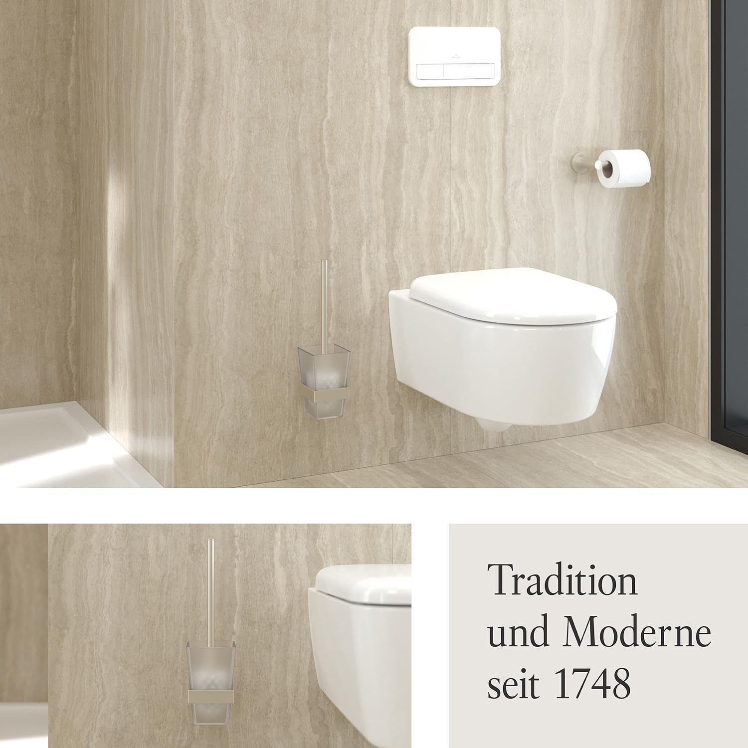 Villeroy & Boch Elements Striking Toilettenbürstengarnitur, eckig – Nickel