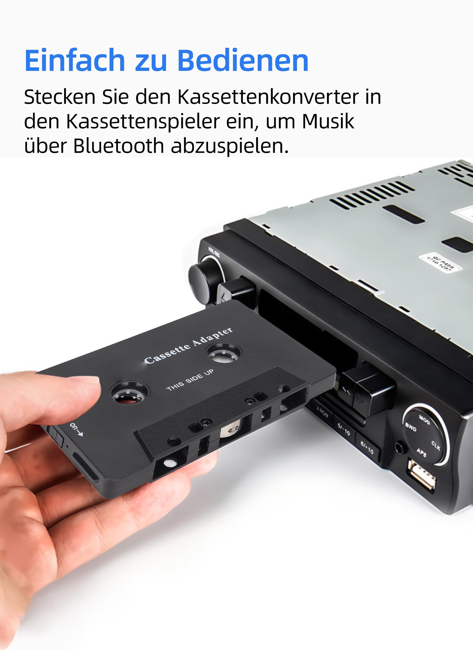 Bewinner Auto Audio Bluetooth Kassettenadapter, Rauschunterdrückung, Stereo High Fidelity Band Aux Empfänger für Auto Tablet