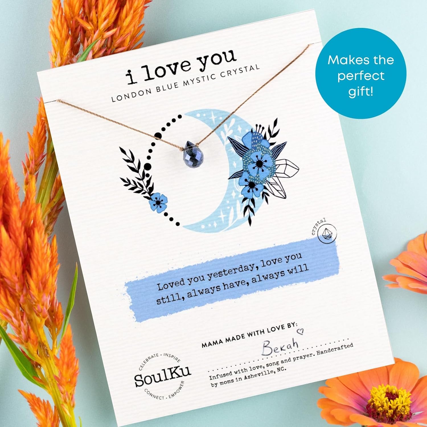 SoulKu Mystic Necklace for Women, Motivational Jewelry, Handmade Necklace With Crystals, Inspirational Stocking Stuffer Gift For Her, 18" Nylon Cord with 18K Gold Plated Stainless Steel Clasp - Image 7