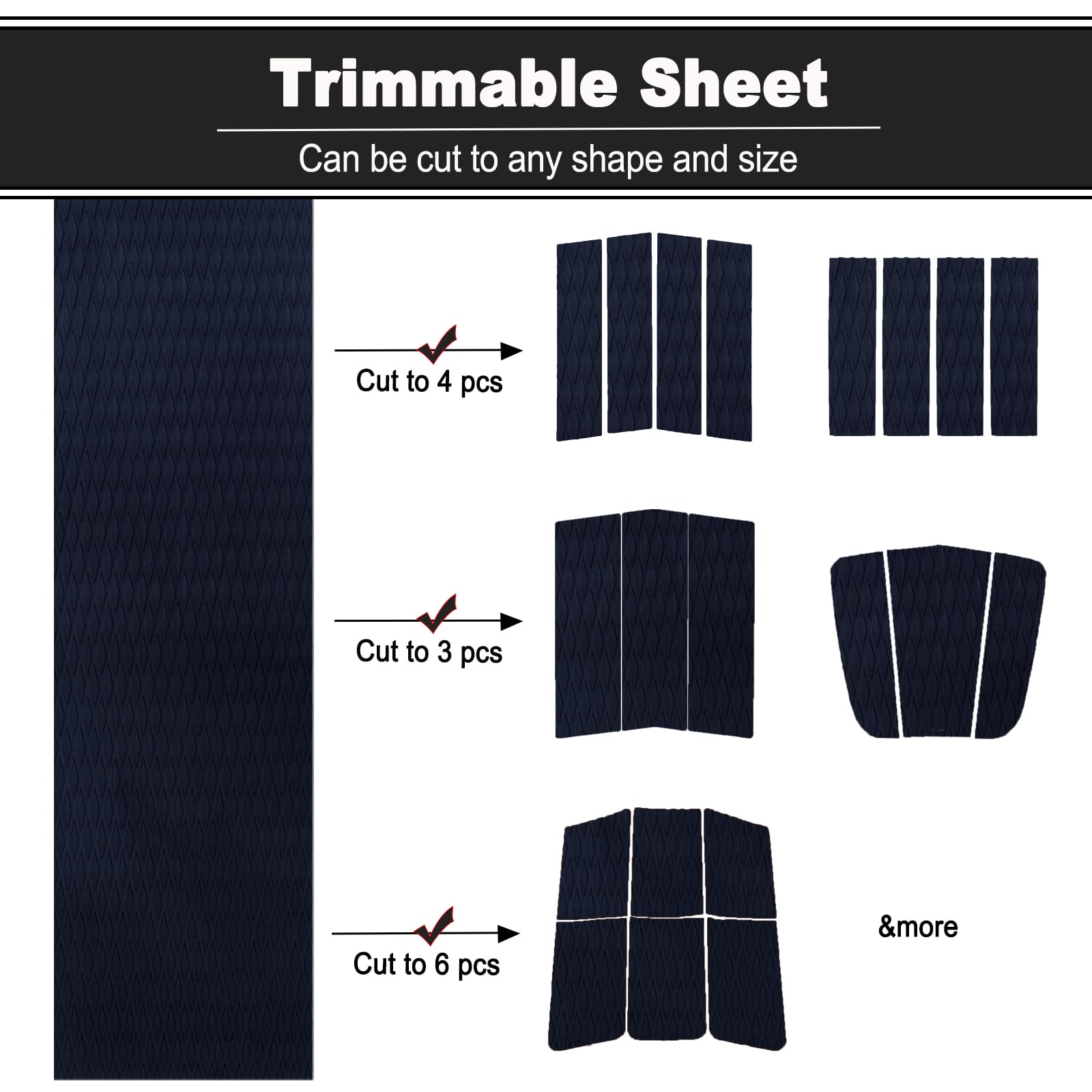 Hzshark EVA Foam Decking Universal DIY Surfboard Traction Pad Non-Slip Grip Mat Self-Adhesive 47.2