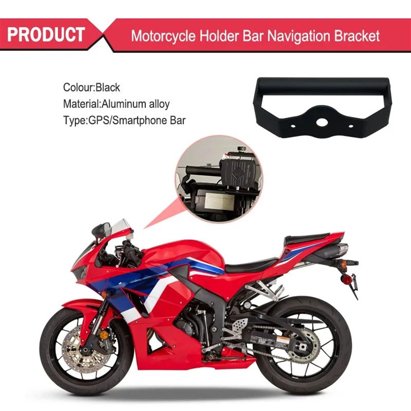 Soporte Navegación Soporte Navegación Aluminio para Motocicleta, Soporte para Teléfono GPS para CBR600RR CBR600 RR para CBR 600RR para CBR 600 RR 2021-2023 Soporte GPS para Motocicleta