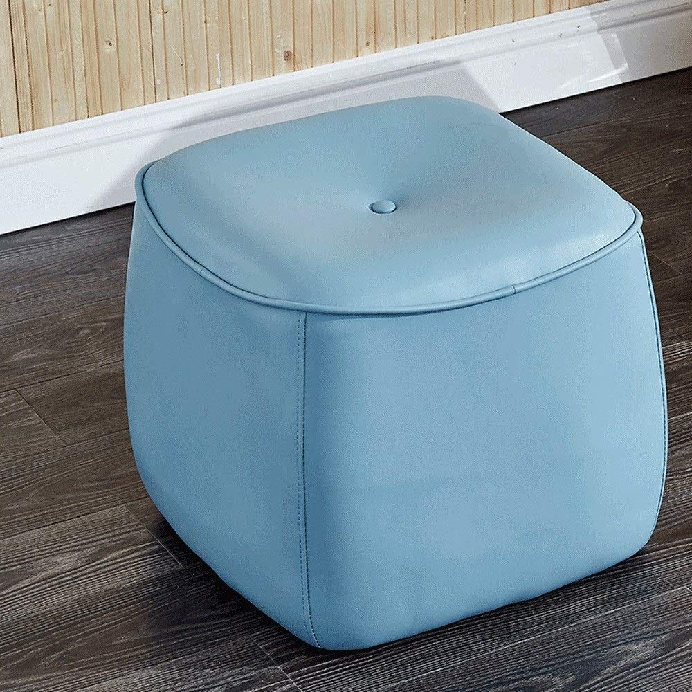 Reposapiés de piel sintética – Otomano de poliuretano suave para sala de estar y dormitorio, asiento versátil y banco de cambiador, elegante taburete de maquillaje