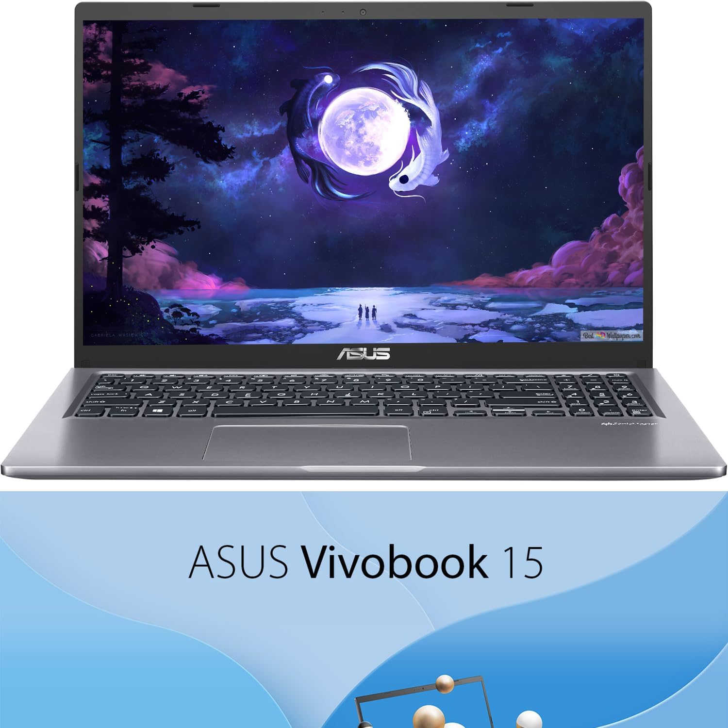 ASUS VivoBook 15 Laptop, 15.6" Full HD Display, Intel Core i3-1005G1 CPU (outpreform i5-7200U), 12GB RAM, 256GB SSD, HDMI, USB, Card Reader, Windows 11 Pro, Slate Grey, Backlit Keyboard