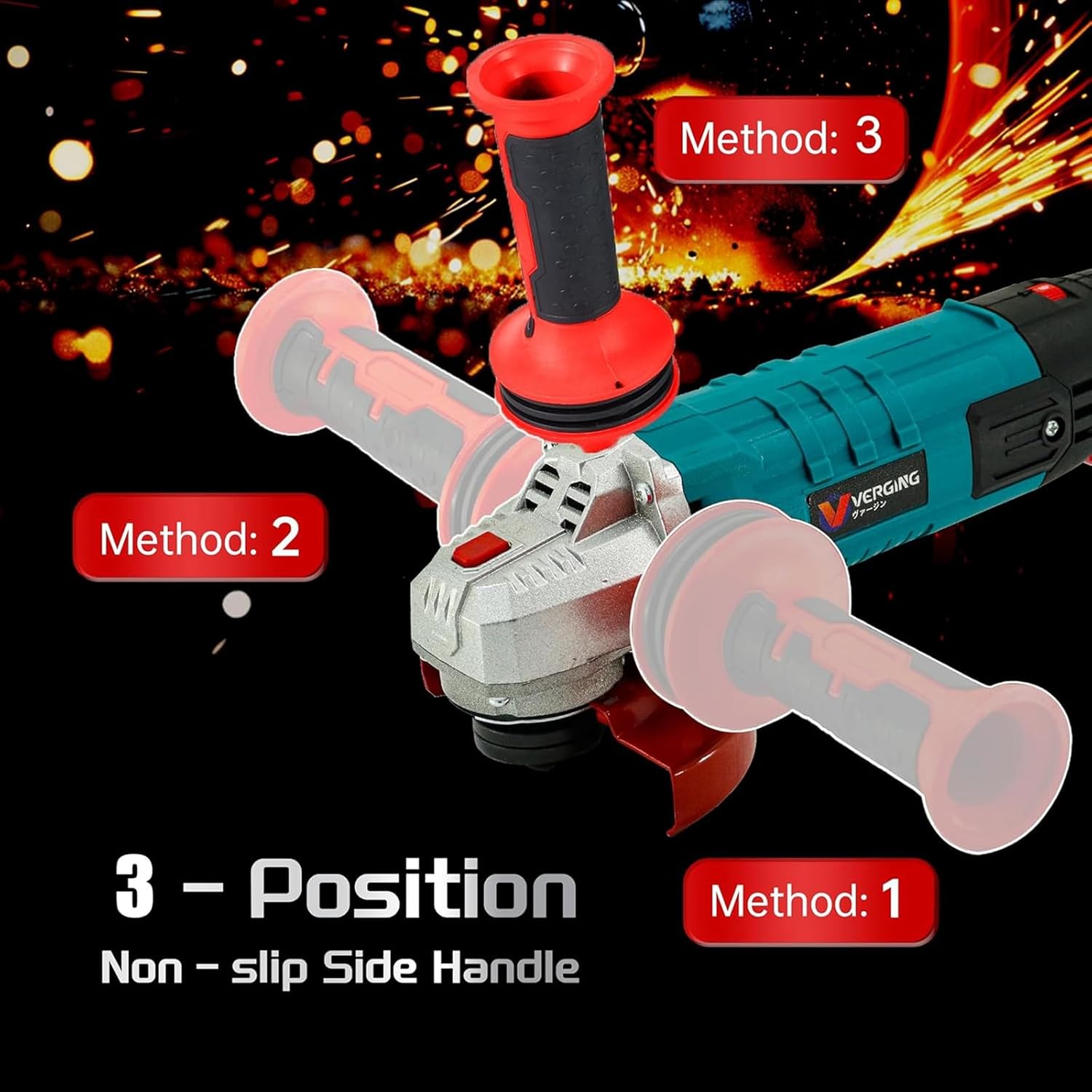 Angle Grinder 4-1/2 Inch, 10-Amp, High Power Angle Grinder Tool with Cutting & Grinding Wheels, Non-Slip and Shockproof Auxiliary Handle for Cutting, Grinding, Polishing and Rust Removal